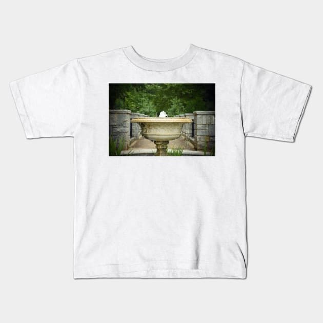 Fountain in the Garden Kids T-Shirt by Ckauzmann